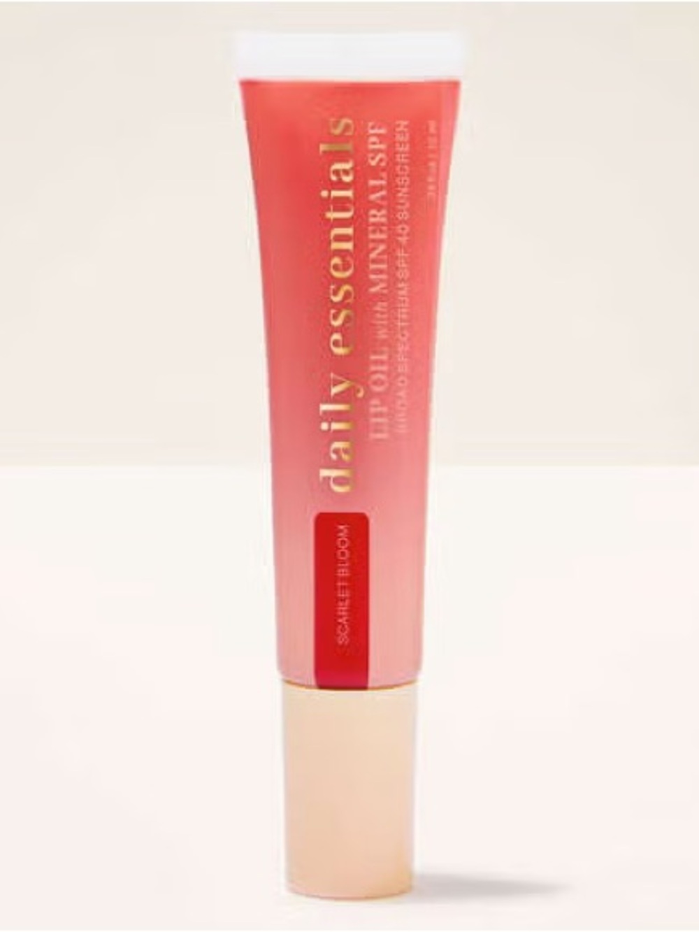 SPF-40 Essentials Lip Oil - Scarlet Bloom Pink-Red Gloss